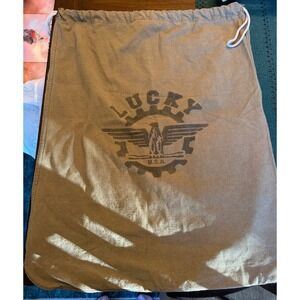 Lucky USA Canvas Drawstring Laundry Storage Bag Green Eagle Graphic Vintage